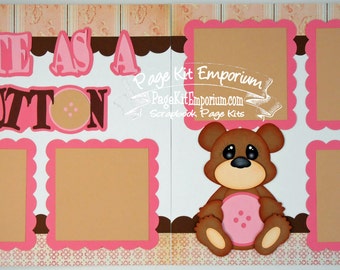 Scrapbook Page Kit Cute As A Button Baby Girl 2 page Scrapbook Layout 87