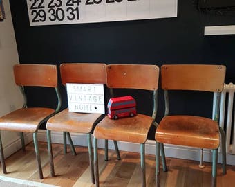 Sold.... Original Vintage Mid Century French Industrial School Chairs x4.... Sold