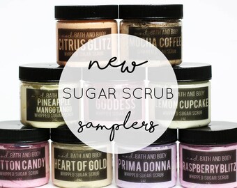 SUGAR SCRUB SAMPLE | 2 oz sampler Sugar Scrub | Sugar Scrub | Whipped Sugar Scrub | Exfoliating Sugar Scrub