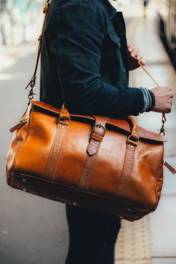 Men's Duffle Bag Leather Weekender Bag Leather Holdall