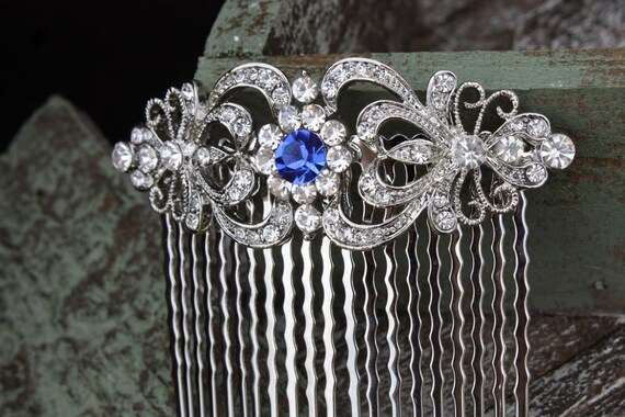 Items similar to sapphire blue crystal bridal hair comb Items similar to sapphire blue crystal bridal hair comb