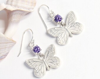 Butterfly Earrings, Silver Earrings, Silver Butterfly, Dangle Earrings, Fine Silver, Drop Earrings, Eco-Friendly Earrings, Fine Jewelry