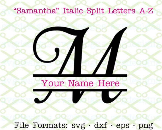 Download Fancy Split Letter Monogram SVG, Dxf, Eps, Png; Cursive Italic Split Letter Monogram Svg Cricut ...