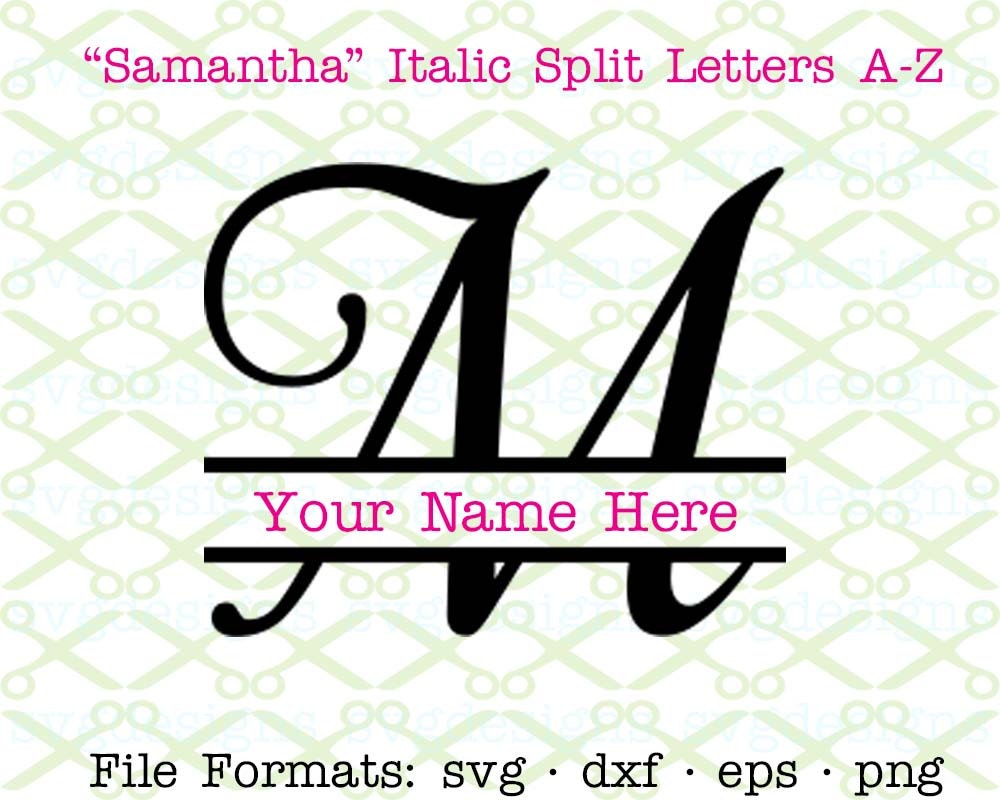 Fancy Split Letter Monogram SVG Dxf Eps Png Cursive Italic