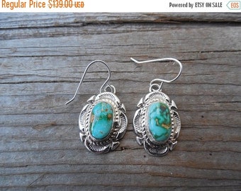 ON SALE Turquoise earrings handmade in sterling silver