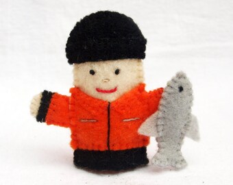 Ice Fisherman felt finger puppet, felt finger puppet, Ice Fisherman, felt puppet, puppet, fisherman, finger puppet