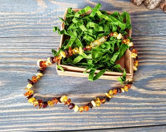 Baby amber necklace, Raw amber teething necklace, amber necklace, polished amber teething necklace, baby teething necklace, organic amber