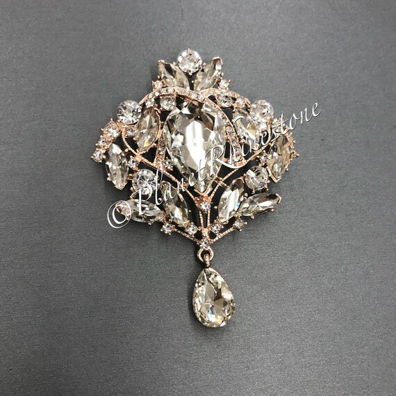 Rose Gold Vintage Rhinestone Brooch #BR-1