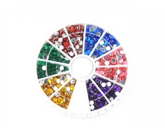 Box 1260 rhinestones multicolored 3mm, 6 colors