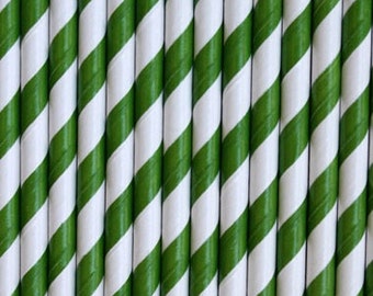 Green Striped Paper Straws