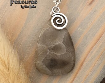 Petoskey Stone Pendant with Necklace