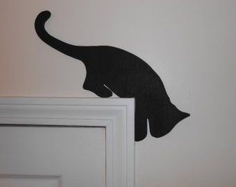 Playful Cat Silhouette Door or Window Topper Handcrafted and