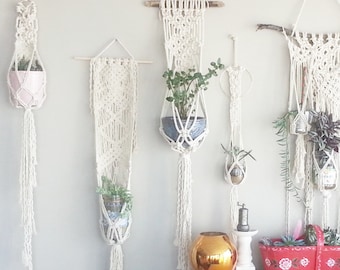Shabby Chic Hanging Planter- Wall Accent- Bohemian Decor- Dorm Decor~ Planter~ Modern Macrame- White Wall Accent- Boho Home Decor- BohoChic