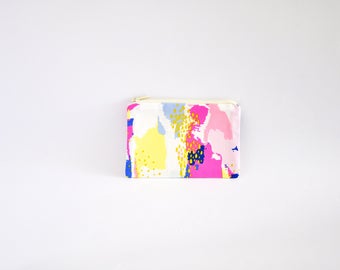 Small Coin Purse, Change Purse, Coin Pouch, Zipper Pouch, Makeup Pouch, Cosmetic Pouch, Card Pouch, Card Holder - Multicolour Abstract Art