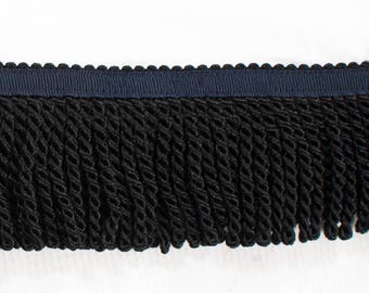 Black Fringe with Blue Ribbon