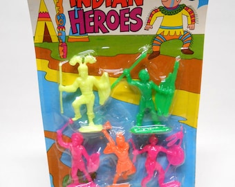 Indian Heroes Plastic Toy Figurines NOS Made in Hong Kong Vintage 1970's