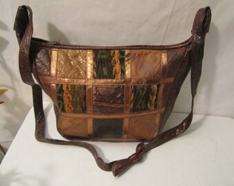 Leather bag, Patchwork Leather Bag, Leather purse, Leather shoulder bag, Crossbody bag, Made in U.S.A. bag