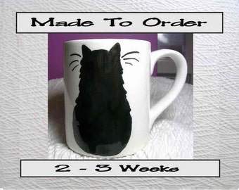 Black Cat Mug Original Handmade To Order With Paws On Back by GMS
