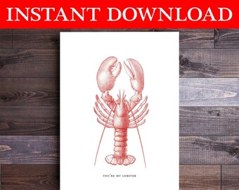 Downloadable Card You're My Lobster Friends I Love You Anniversary you're my lobster card for husband wife boyfriend girlfriend Love Card
