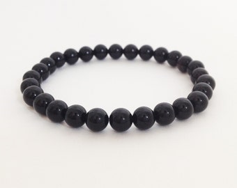 Black onyx bracelet 6 mm black onyx bead Stone bead bracelet Black bead Women bracelet