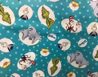 Dr Seuss Fabric Grinch Lorax Horton Cat In The Hat Book Preschool
