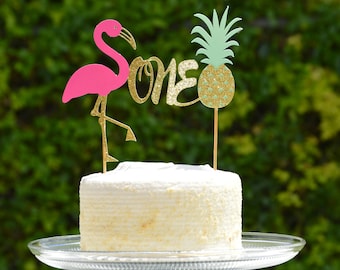 Flamingo One Cake Topper,1st Birthday Cake Topper,Lets Flamingle Cake Topper,Happy Birthday Flamingo Cake Topper,Pineapple Cake Topper