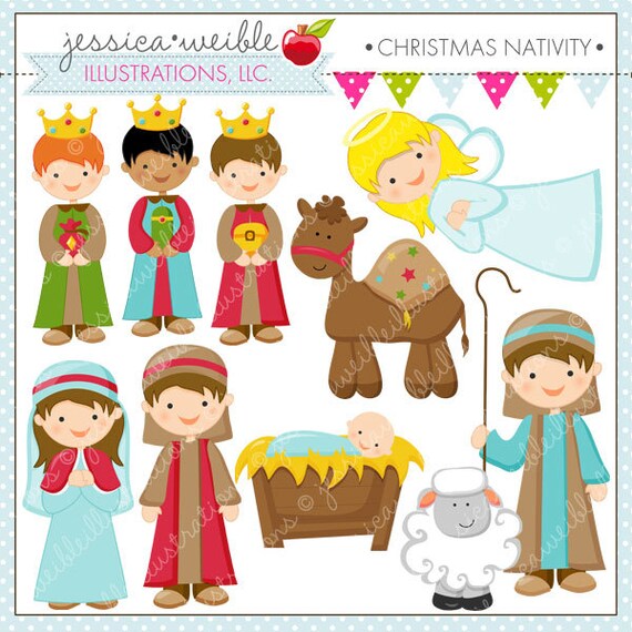 Christmas Nativity Cute Christmas Digital Clipart for