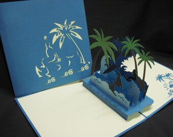 3-D Beach Pop-Up Card