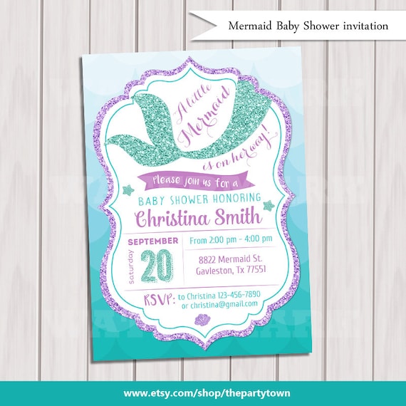 Mermaid Baby Shower Invitation Little Mermaid Baby Shower