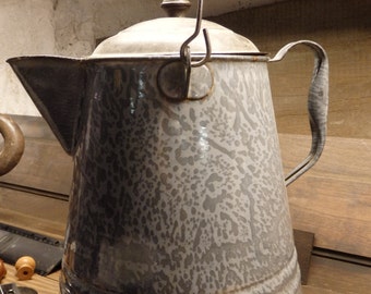 Grey Enamelware Coffee Pot Good Condition