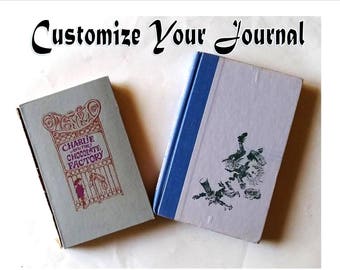 Willy Wonka Custom Journal ~ Charlie and the Chocolate Factory ~ Custom Text ~ The Glass Elevator ~ Recycled Roald Dahl Notebook Upcycled