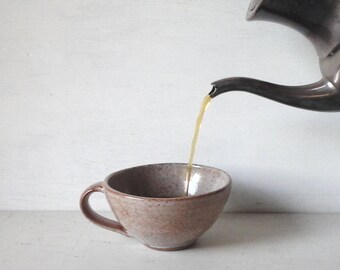Coffee cup, cappuccino cup, latte cup, espresso drink ware, japanese style shino tea cup, retro style stoneware cup, coffee lover gift