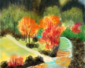 River From The mountain In Autumn
