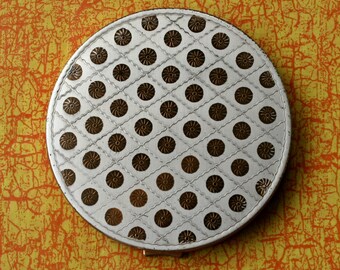 Vintage Fortuna (Mascot) Gold and Silver Tone Powder Compact Unused 1970s
