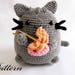 Pusheen eating ramen amigurumi PATTERN- pusheen cat crochet PATTERN