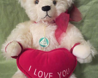 Vintage Mohair Hermann Teddy Bear Valentines Limited Edition, Vintage West Germany Mohair Teddy Bear Collectible Bear Vintage German Hermann