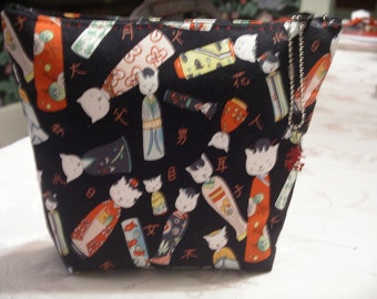 Kitty Kokeshia Make-Up Bag with Alexander Henry fabric