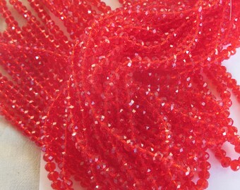 30 faceted 7-8 mm-(43) red glass beads