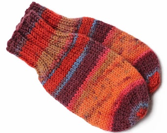 Orange Baby Mittens. No Thumb Baby Mitts. Infant Thumbless Hand Warmers. Boy or Girl Winter Mittens With Without String. 6 to 9 Months