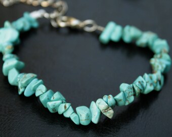 Blue delicate turquoise bracelet boho bridal bracelet turquoise stone bracelet for mom simple beaded bracelet blue stone bracelet