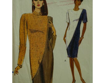 Straight Dress Pttern, Color Block, High/Jewel Neck, Long/Short Sleeves, Loose Fitting, Vogue No. 7882 UNCUT Size 14 16 18(Bust 36-40")