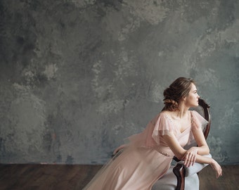Blush pink wedding dress - Mirtselia || Pink wedding dress || Pink wedding gown