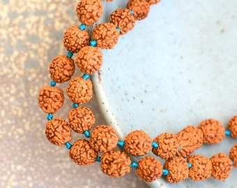 Knotted Rudraksha Seed Beads 8mm Rudraksha Knotted Bead Strand Mala Making Prayer Mala Beads DIY Prayer Beads, 108 Beads,DEN17-1208A
