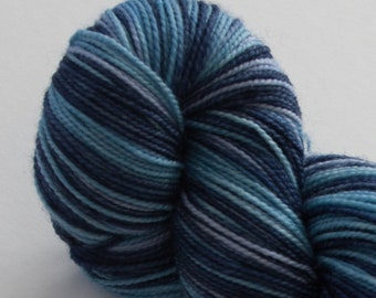 Ernestine Sock Weight- Indigo -Superwash Merino/Nylon Hand Dyed Yarn 400 yards
