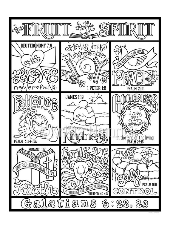 The Fruit Of Spirit Coloring Page In Three Sizes 85X11