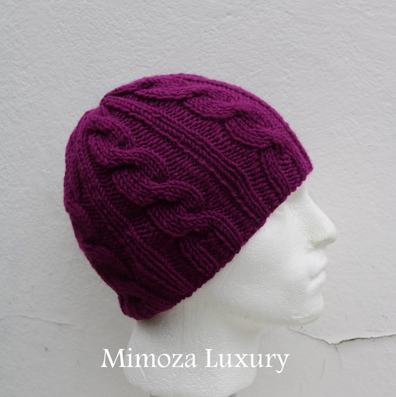Violet Men's Beanie hat, Hand Knitted Hat in violet beanie hat cap, knitted men's, women's beanie hat, winter beanie, purple ski hat