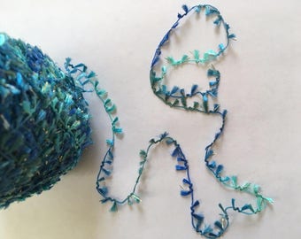 Crystal Palace Yarns Little Flowers #9757 Ultra Blues Metallic Mini Flag Yarn 50 gram 130 yards Blues Turquoise Teal