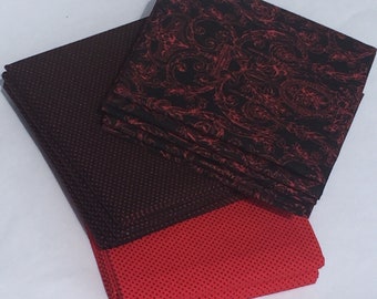 Black and Red Fat Quarter Fabric Bundle