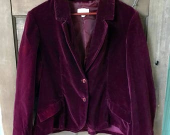 Vintage 60's/70's Deep Plum Velvet Blazer Jacket Union Made size medium/large