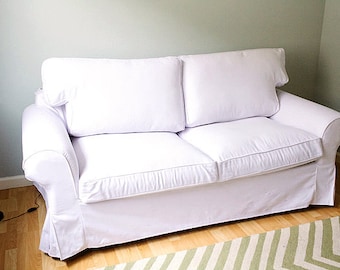 Custom IKEA Ektorp Sofa Bed Cover (2 Seater) in Gaia White Cotton fabrics